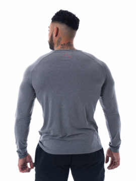 Mens Charcoal Marl Long Sleeve Tech T-Shirt