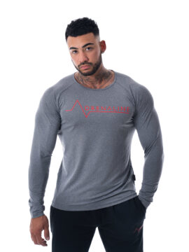 Mens Charcoal Marl Long Sleeve Tech T-Shirt