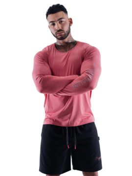 Mens Red Marl Long Sleeve Tech T-Shirt