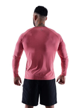 Mens Red Marl Long Sleeve Tech T-Shirt